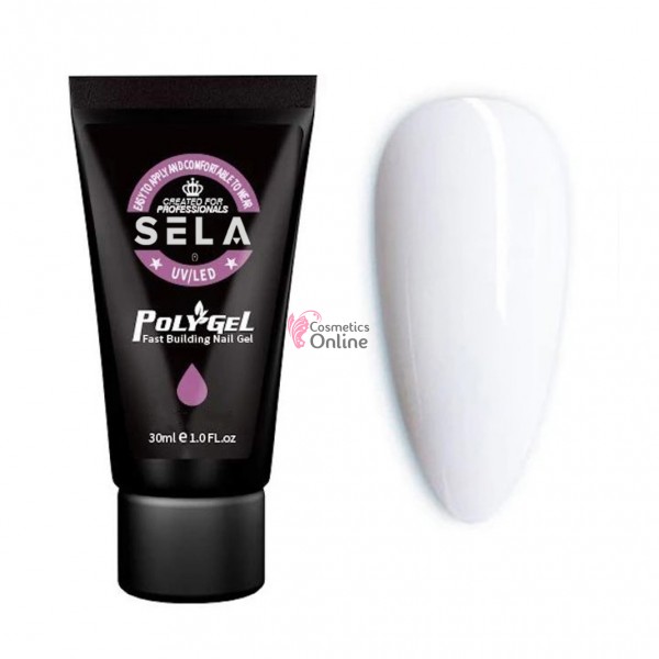 PolyGel UV LED pentru unghii false SELA Profesional de 30ml Cod 02 Alb French